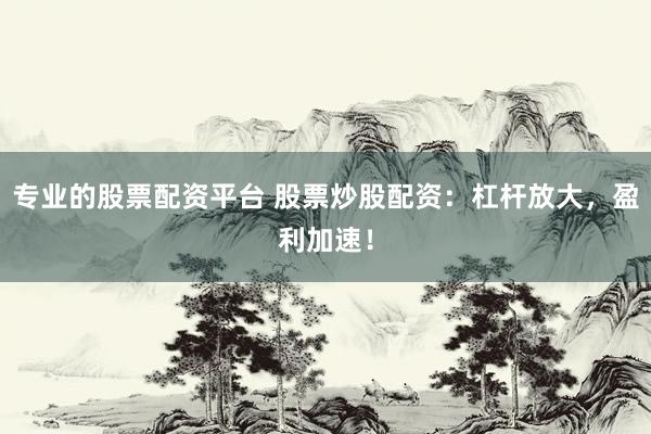 专业的股票配资平台 股票炒股配资：杠杆放大，盈利加速！