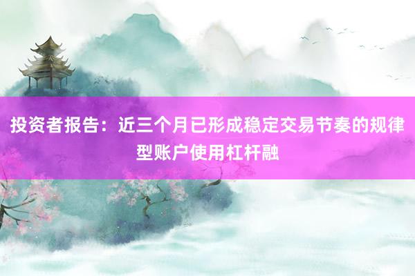 投资者报告：近三个月已形成稳定交易节奏的规律型账户使用杠杆融