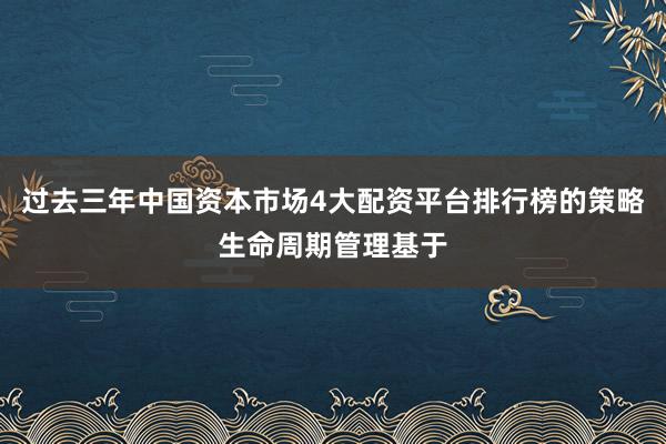 过去三年中国资本市场4大配资平台排行榜的策略生命周期管理基于