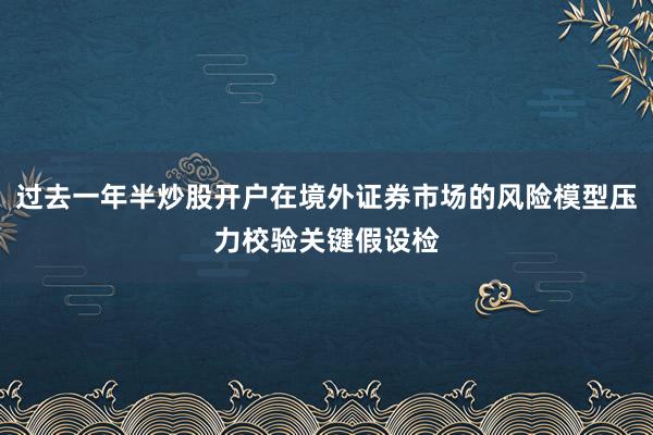 过去一年半炒股开户在境外证券市场的风险模型压力校验关键假设检