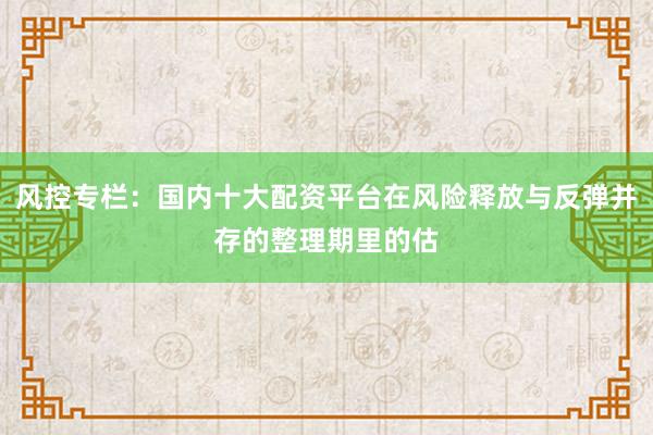 风控专栏：国内十大配资平台在风险释放与反弹并存的整理期里的估