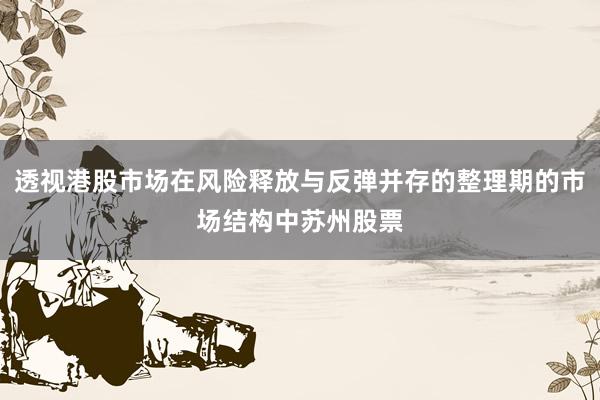 透视港股市场在风险释放与反弹并存的整理期的市场结构中苏州股票