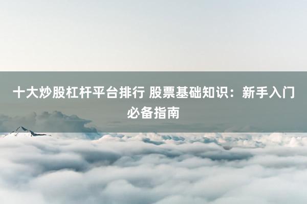 十大炒股杠杆平台排行 股票基础知识：新手入门必备指南