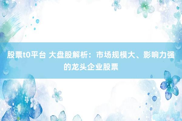 股票t0平台 大盘股解析：市场规模大、影响力强的龙头企业股票