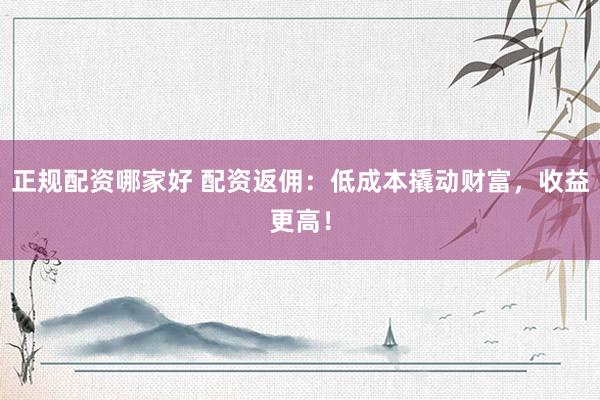正规配资哪家好 配资返佣：低成本撬动财富，收益更高！