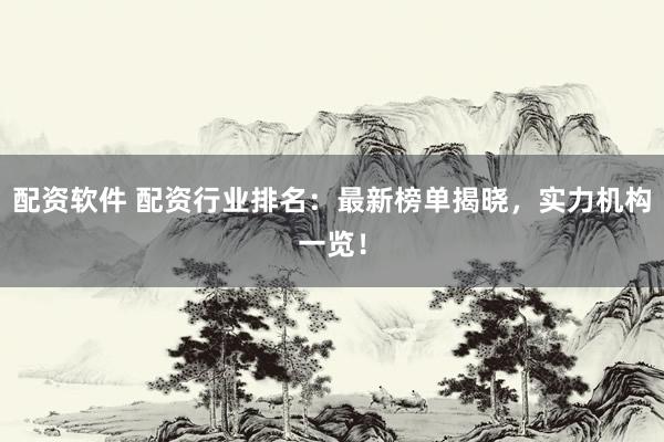 配资软件 配资行业排名：最新榜单揭晓，实力机构一览！